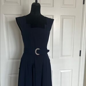 BGL Midnight Blue Midi Dress with Belt